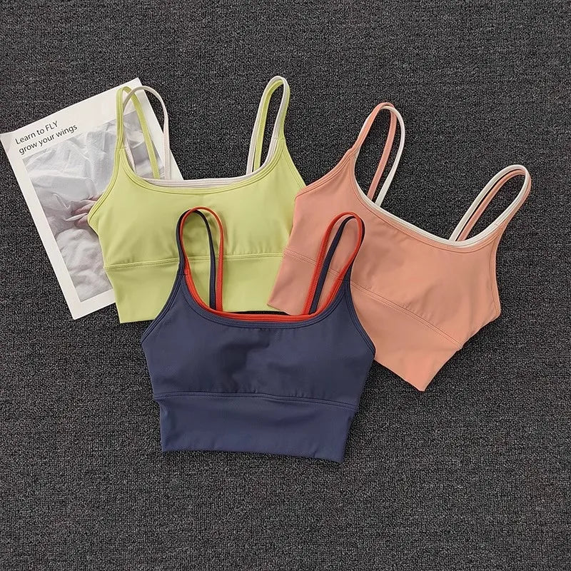 Women Breathable Sports Bra Shockproof Fitness Tops Push up Gym Crop Top Brassiere Sport Bras Gym Workout Top Seamless Yoga Bra